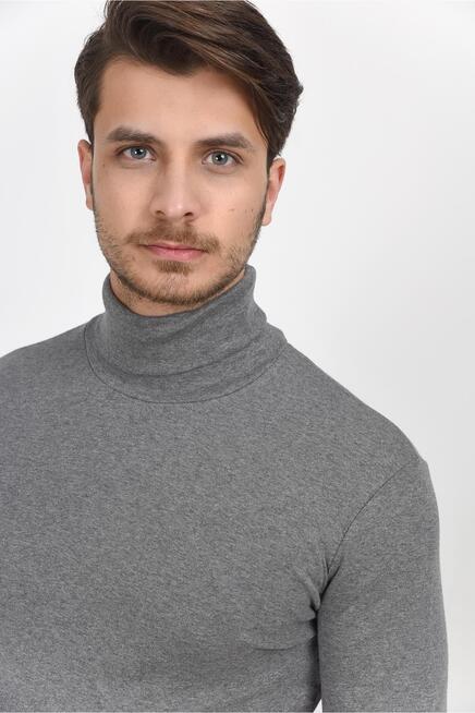 Süperlife Balıkcı Yaka Uzun Kollu Dar Kalıp İnce Erkek Sweatshirt SPR 2019K21