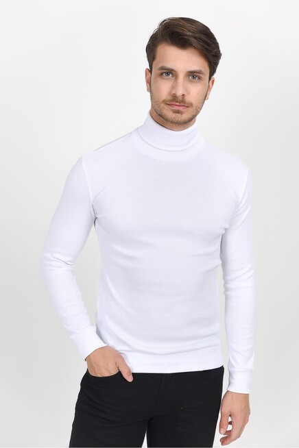 Süperlife Balıkcı Yaka Uzun Kollu Dar Kalıp İnce Erkek Sweatshirt SPR 2019K21