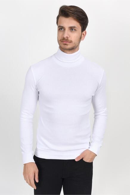 Süperlife Balıkcı Yaka Uzun Kollu Dar Kalıp İnce Erkek Sweatshirt SPR 2019K21