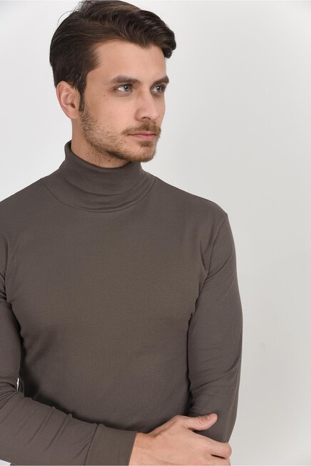 Süperlife Balıkcı Yaka Uzun Kollu Dar Kalıp İnce Erkek Sweatshirt SPR 2019K21