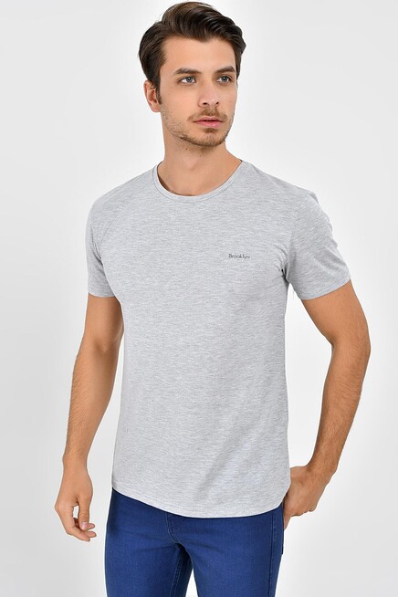 Süperlife Erkek Bisiklet Yaka Dar Kalıp Brooklyn Baskılı Tişort  SPR 266