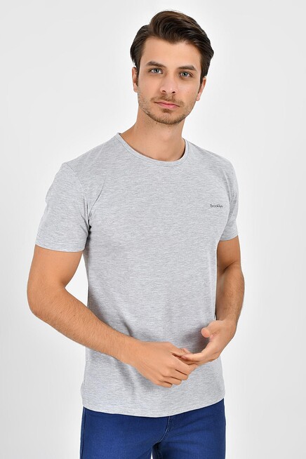 Süperlife Erkek Bisiklet Yaka Dar Kalıp Brooklyn Baskılı Tişort  SPR 266