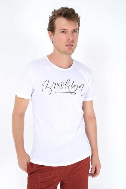 Süperlife Erkek Bisiklet Yaka Dar Kalıp Baskılı Tişort SPR 261