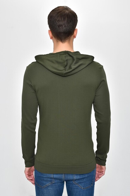 Süperlife Kapşonlu Uzun Kollu Baskılı Dar Kalıp İnce Erkek Sweatshirt 2019K26