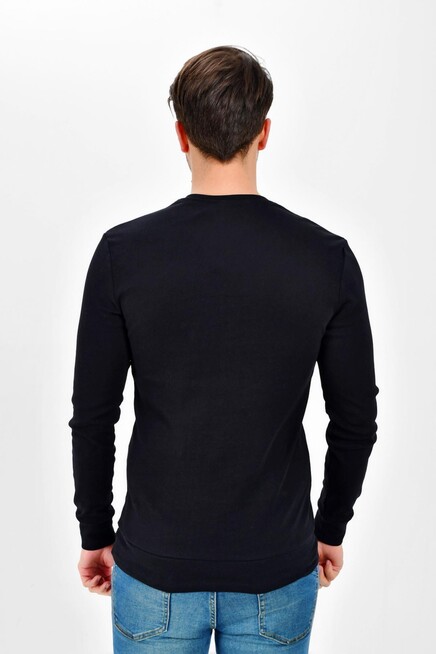 Süperlife V Yaka Uzun Kollu Dar Kalıp İnce Erkek Sweatshirt SPR 2019K19