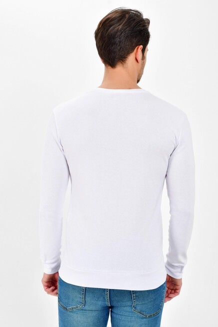 Süperlife V Yaka Uzun Kollu Dar Kalıp İnce Erkek Sweatshirt SPR 2019K19