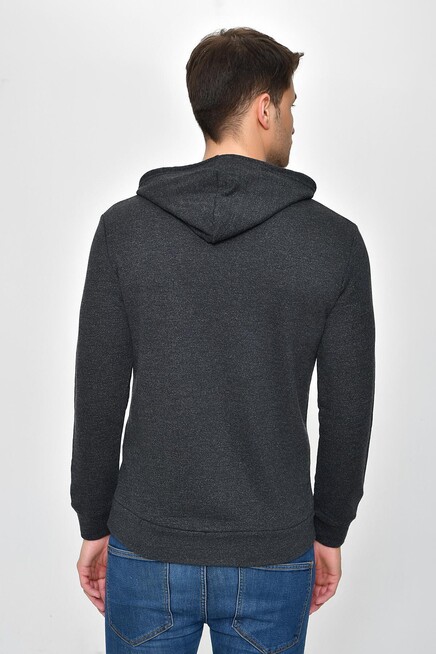 Süperlife Kapşonlu Uzun Kollu Baskılı Dar Kalıp İnce Erkek Sweatshirt SPR 2019K61