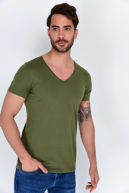 Süperlife Erkek V Yaka Dar Kalp Tişort SPR 246