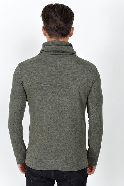 Süperlife Şal Yaka Uzun Kollu Dar Kalıp İnce Erkek Baskılı Sweatshirt SPR 2019K41