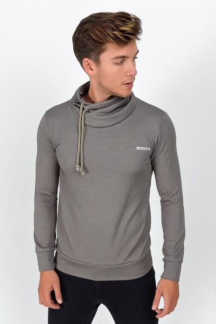 Süperlife Şal Yaka Uzun Kollu Dar Kalıp İnce Erkek Baskılı Sweatshirt SPR 2019K41