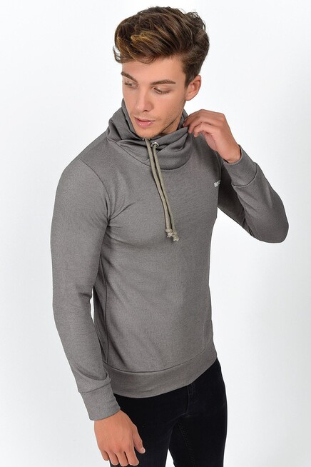Süperlife Şal Yaka Uzun Kollu Dar Kalıp İnce Erkek Baskılı Sweatshirt SPR 2019K41
