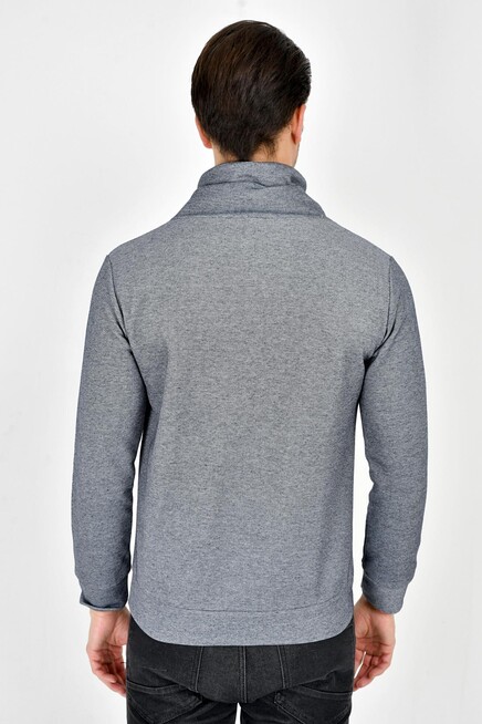 Süperlife Şal Yaka Uzun Kollu Dar Kalıp İnce Erkek Baskılı Sweatshirt SPR 2019K41