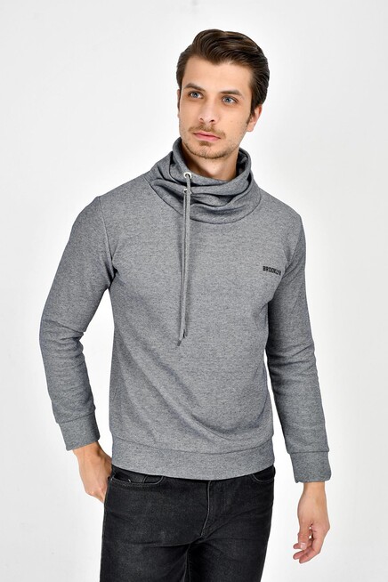 Süperlife Şal Yaka Uzun Kollu Dar Kalıp İnce Erkek Baskılı Sweatshirt SPR 2019K41