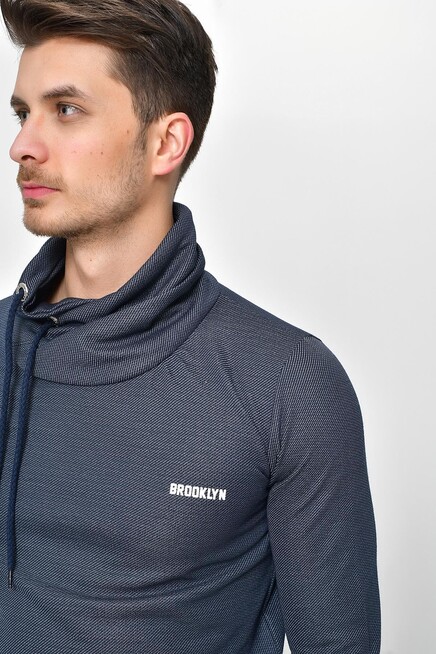 Süperlife Şal Yaka Uzun Kollu Dar Kalıp İnce Erkek Baskılı Sweatshirt SPR 2019K41