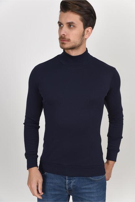 Süperlife Yarım Balıkcı Uzun Kollu Dar Kalıp İnce Erkek Sweatshirt SPR 2019K20