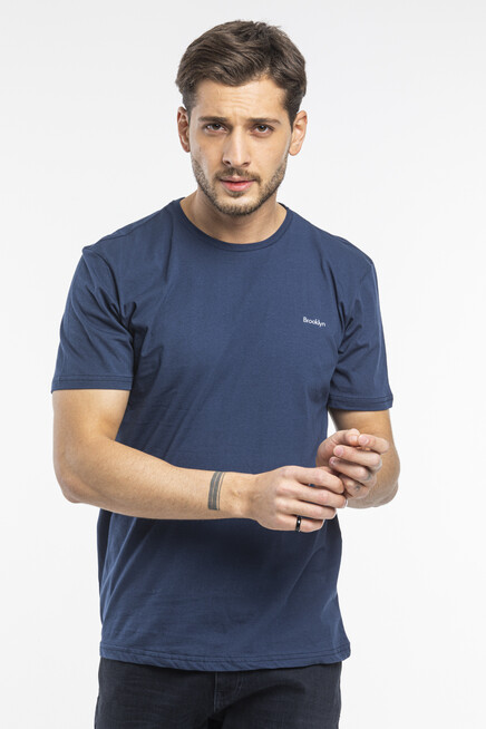 Süperlife Erkek Bisiklet Yaka Dar Kalıp Brooklyn Baskılı Tişort  SPR 266