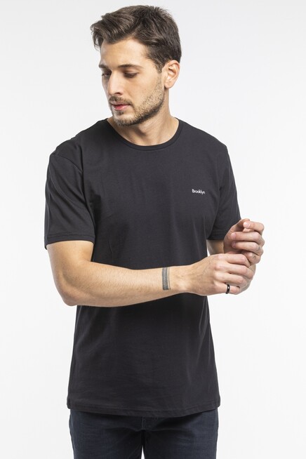Süperlife Erkek Bisiklet Yaka Dar Kalıp Brooklyn Baskılı Tişort  SPR 266