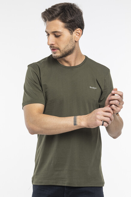 Süperlife Erkek Bisiklet Yaka Dar Kalıp Brooklyn Baskılı Tişort  SPR 266