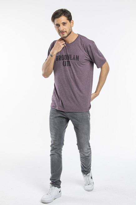 Süperlife Erkek Bisiklet yaka Brooklyn City Baskılı Tişort SPR 253