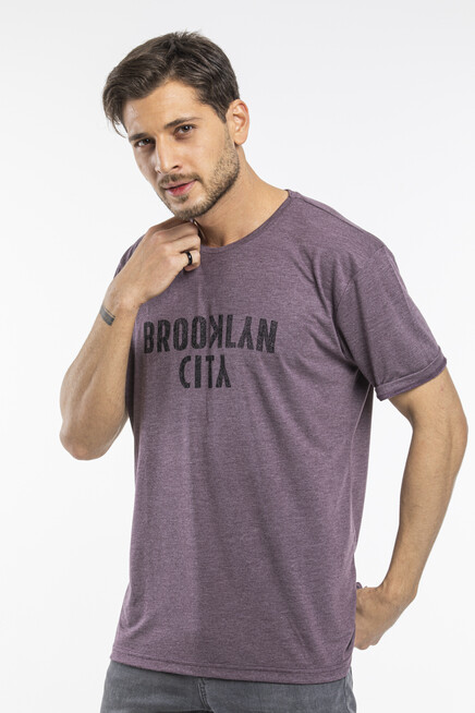 Süperlife Erkek Bisiklet yaka Brooklyn City Baskılı Tişort SPR 253