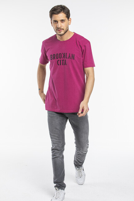 Süperlife Erkek Bisiklet yaka Brooklyn City Baskılı Tişort SPR 253