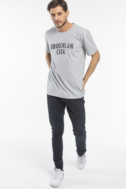Süperlife Erkek Bisiklet yaka Brooklyn City Baskılı Tişort SPR 253