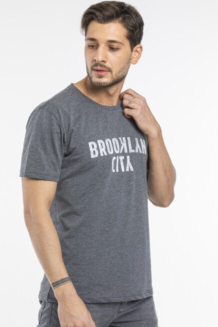Süperlife Erkek Bisiklet yaka Brooklyn City Baskılı Tişort SPR 253