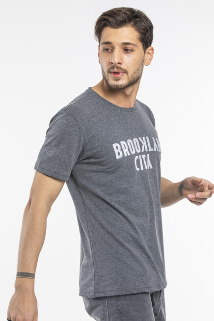 Süperlife Erkek Bisiklet yaka Brooklyn City Baskılı Tişort SPR 253