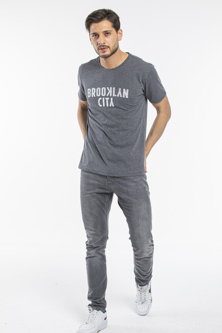 Süperlife Erkek Bisiklet yaka Brooklyn City Baskılı Tişort SPR 253