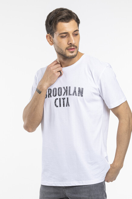 Süperlife Erkek Bisiklet yaka Brooklyn City Baskılı Tişort SPR 253