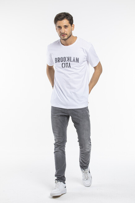 Süperlife Erkek Bisiklet yaka Brooklyn City Baskılı Tişort SPR 253