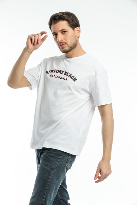 Süperlife Erkek Bisiklet Yaka Baskılı Slim Fit Tişort SPR21Y26