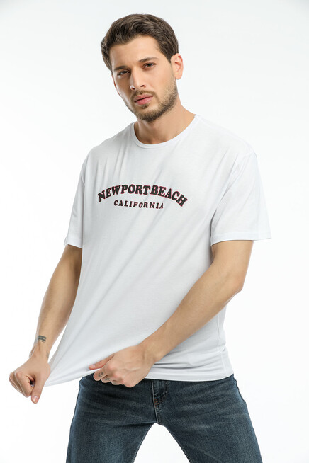 Süperlife Erkek Bisiklet Yaka Baskılı Slim Fit Tişort SPR21Y26