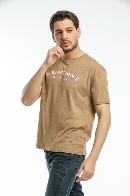 Süperlife Erkek Bisiklet Yaka Baskılı Slim Fit Tişort SPR21Y26