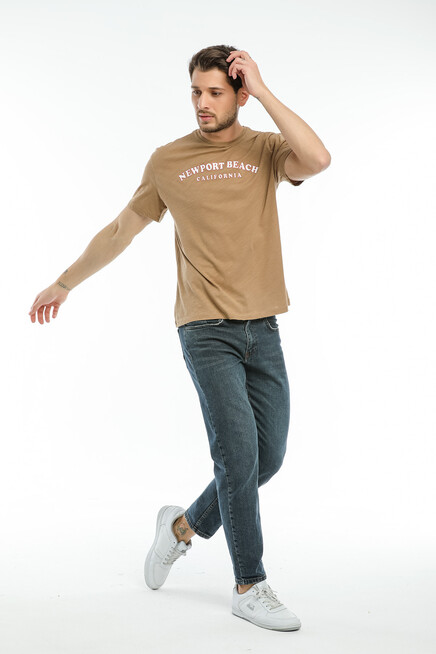 Süperlife Erkek Bisiklet Yaka Baskılı Slim Fit Tişort SPR21Y26