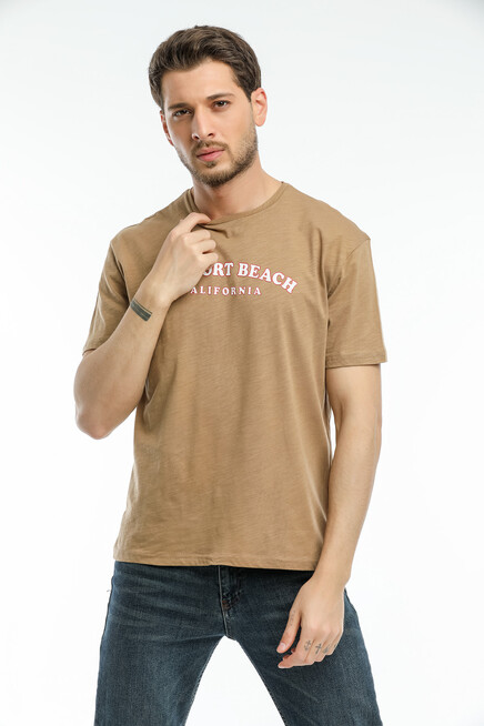 Süperlife Erkek Bisiklet Yaka Baskılı Slim Fit Tişort SPR21Y26