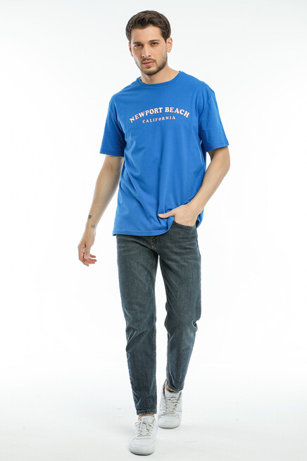 Süperlife Erkek Bisiklet Yaka Baskılı Slim Fit Tişort SPR21Y26