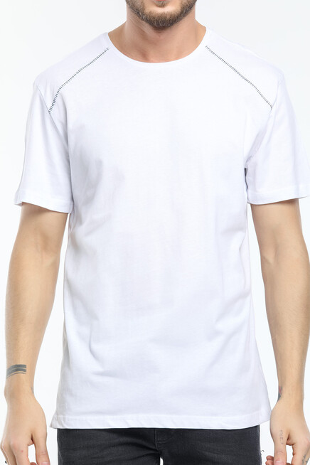 Süperlife Erkek Bisiklet Yaka Slim Fit Garnili Tişort SPR21Y02