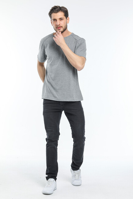 Süperlife Erkek Bisiklet Yaka Slim Fit Garnili Tişort SPR21Y02