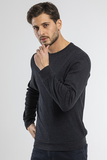 Süperlife Erkek Bisiklet Yaka Slim Fit İnce Sweatshirt SPR 20K17