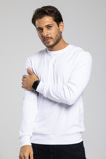 Süperlife Erkek Bisiklet Yaka Slim Fit İnce Sweatshirt SPR 20K17