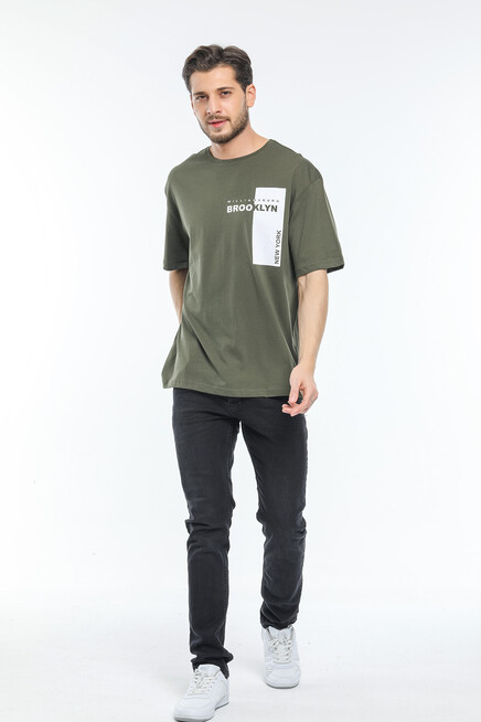 Süperlife Erkek Bisiklet Yaka Slim Fit Baskılı Tişort SPR21Y21 