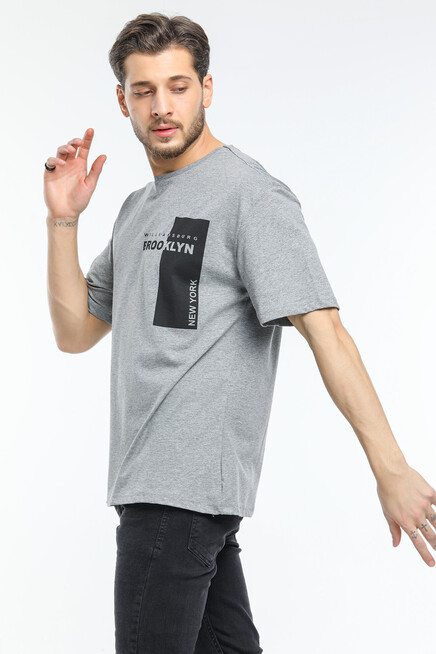 Süperlife Erkek Bisiklet Yaka Slim Fit Baskılı Tişort SPR21Y21 