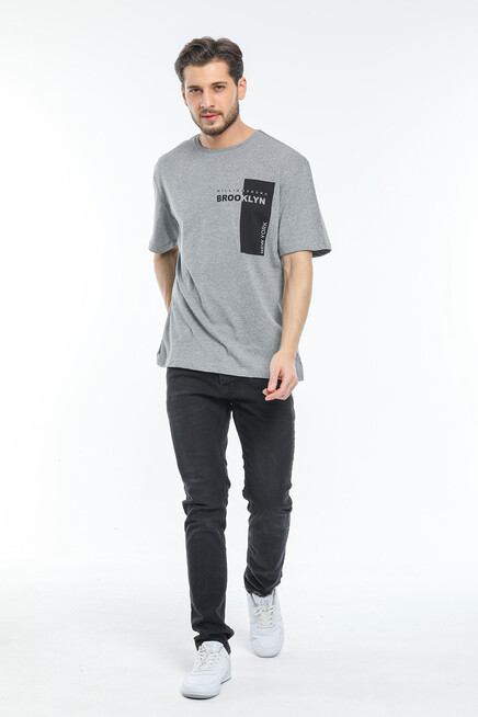 Süperlife Erkek Bisiklet Yaka Slim Fit Baskılı Tişort SPR21Y21 