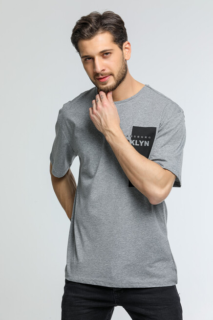 Süperlife Erkek Bisiklet Yaka Slim Fit Baskılı Tişort SPR21Y21 