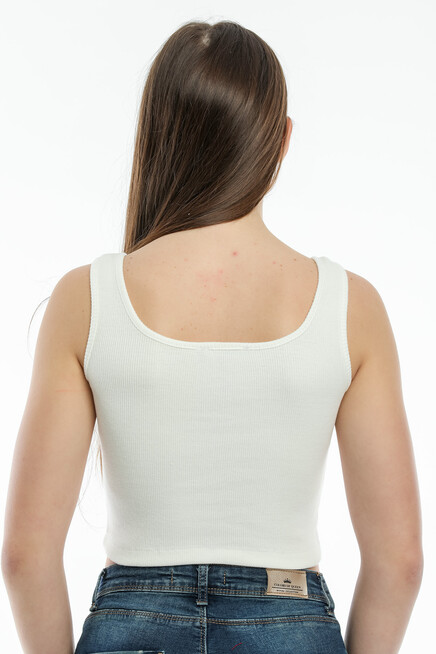 Süperlife Kadın Crop Örme Slim Fit  Atlet-Tişort  SPR21Y12