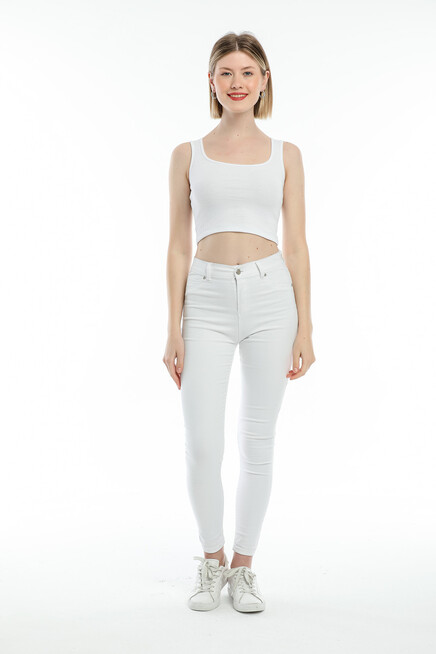 Süperlife Kadın Crop Örme Slim Fit  Atlet-Tişort SPR21Y19