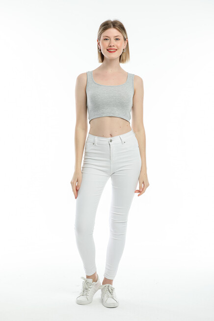Süperlife Kadın Crop Örme Slim Fit  Atlet-Tişort SPR21Y19