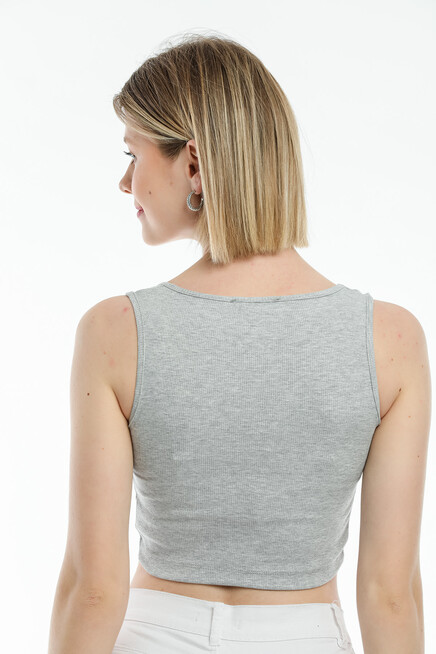 Süperlife Kadın Crop Örme Slim Fit  Atlet-Tişort SPR21Y19