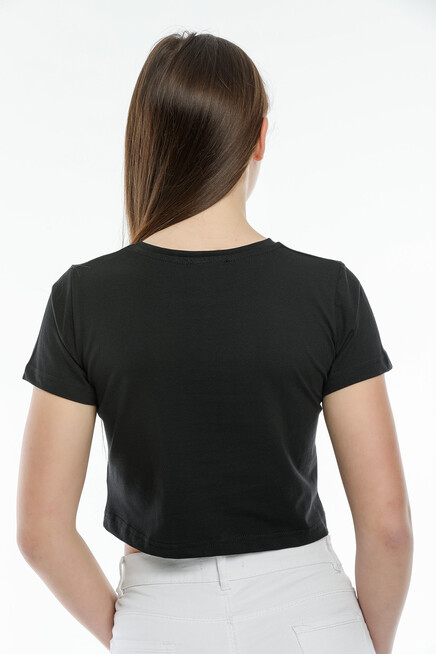 Süperlife Kadın Bisiklet Yaka Slim Fit Brookyn Baskılı Tişort SPR21Y14